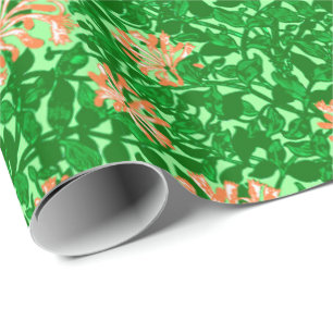 Papel De Regalo William Morris Honeysuckle, Peach y Green