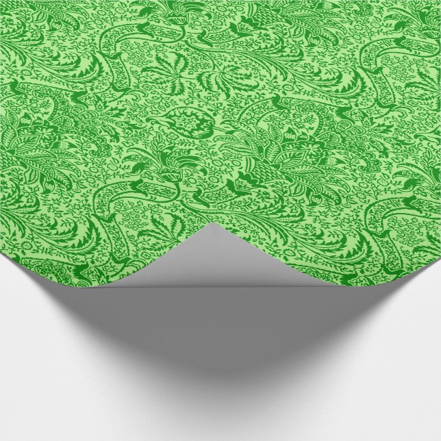Papel De Regalo William Morris Indian, Lime y Kiwi Green (Esquina)