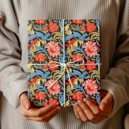 Papel De Regalo William Morris inspirado en azul rosa pastel profu