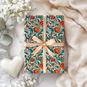 Papel De Regalo William Morris inspirado en la terracota azul past