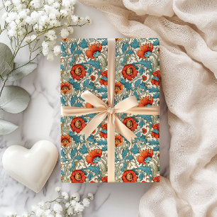 Papel De Regalo William Morris inspirado en la terracota azul past