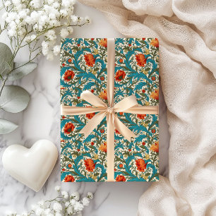 Papel De Regalo William Morris inspirado en la terracota azul past
