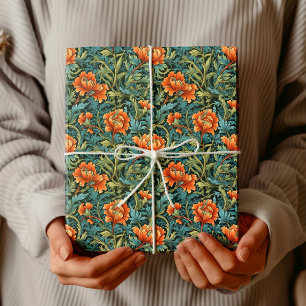 Papel De Regalo William Morris inspirado en la terracota verde pas