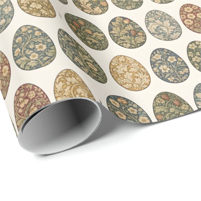 Papel De Regalo William Morris Inspired Botanical Easter Egg  (Esquina del rollo)