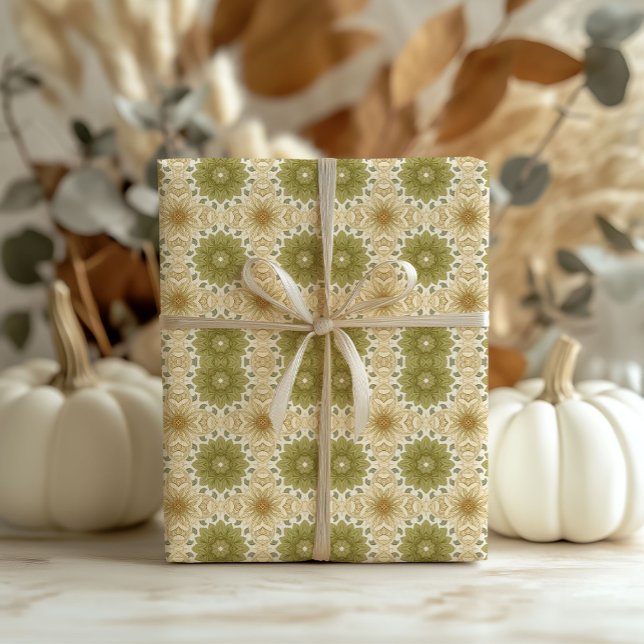 Papel De Regalo William Morris inspiró marfil verde pastel suave (William Morris inspired soft pastel green ivory Wrapping Paper)