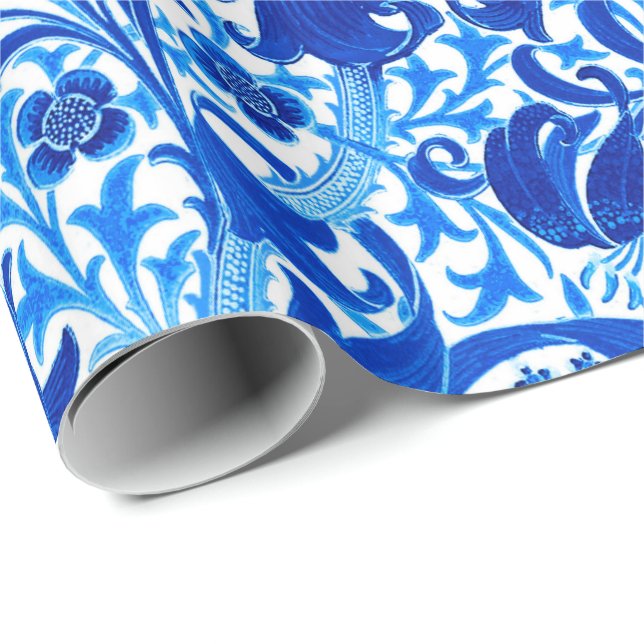 Papel De Regalo William Morris Iris y Lily, Cobalt Blue (Esquina del rollo)