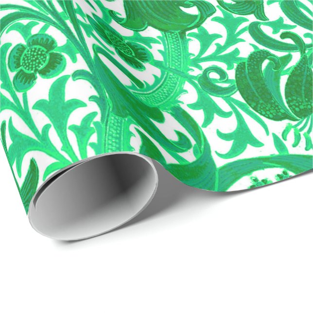 Papel De Regalo William Morris Iris y Lily, Jade Green (Esquina del rollo)