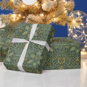 Papel De Regalo William Morris Ispahan Verde Azul Floral Arte