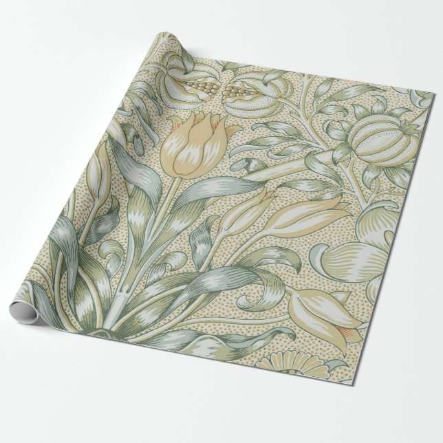 Papel De Regalo William Morris Lily y Pomegranate Flower Classic (Desenrollado)