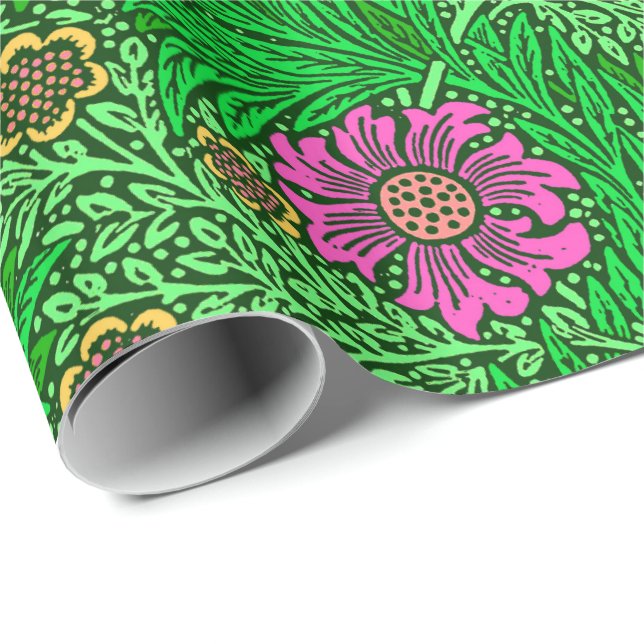 Papel De Regalo William Morris Marigold, Emerald Green y Fuchsia (Esquina del rollo)