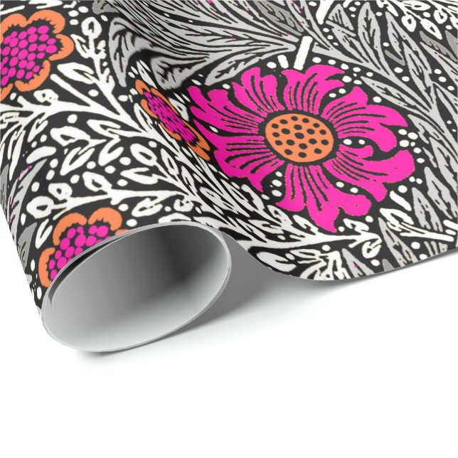 Papel De Regalo William Morris Marigold, Gris / Gris y Blanco (Esquina del rollo)