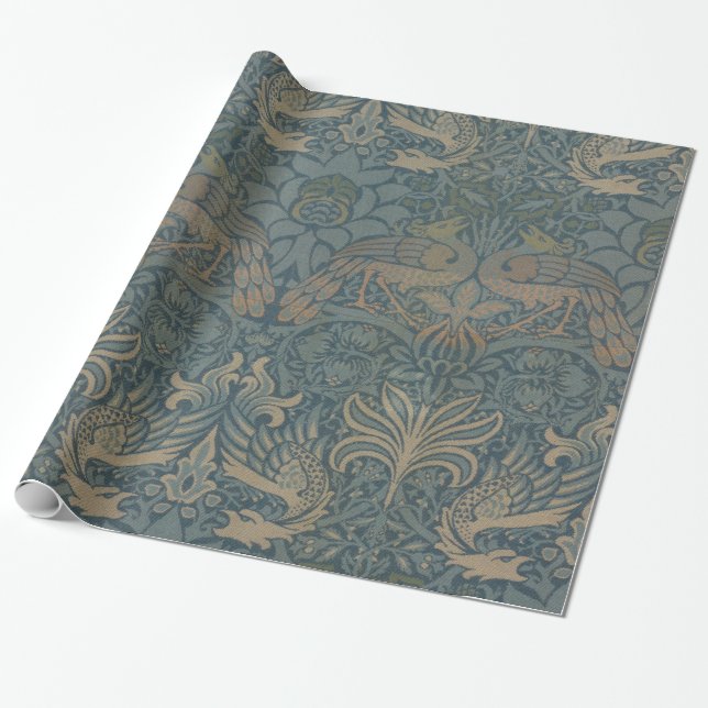 Papel De Regalo William Morris Peacock y Galería DragonHD (Desenrollado)