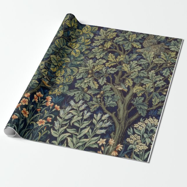 Papel De Regalo William Morris Pheasant Bird Tree Woodland (Desenrollado)