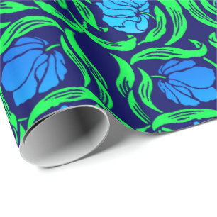 Papel De Regalo William Morris Pimpernel, Cobalt Blue y Green