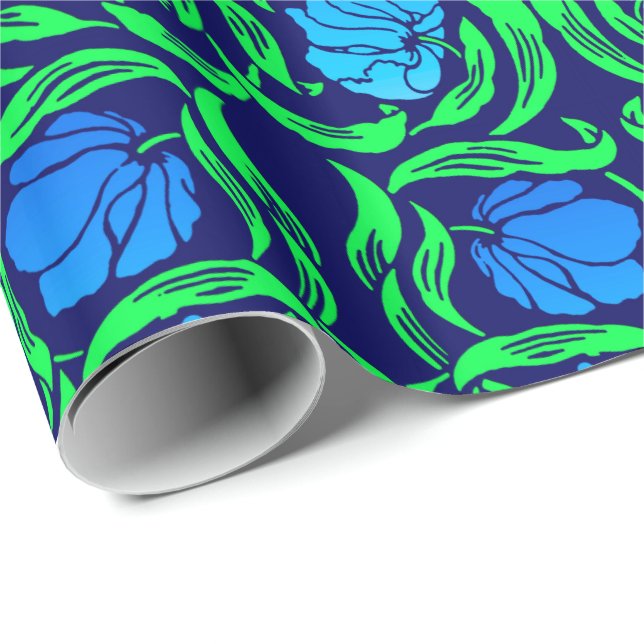 Papel De Regalo William Morris Pimpernel, Cobalt Blue y Green (Esquina del rollo)