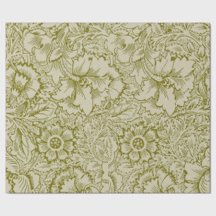 Papel De Regalo William Morris Poppy Classic Floral Green