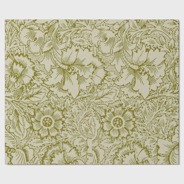Papel De Regalo William Morris Poppy Classic Floral Green (Costura)