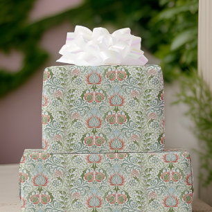 Papel De Regalo William Morris Remixed Green Red Persian Floral