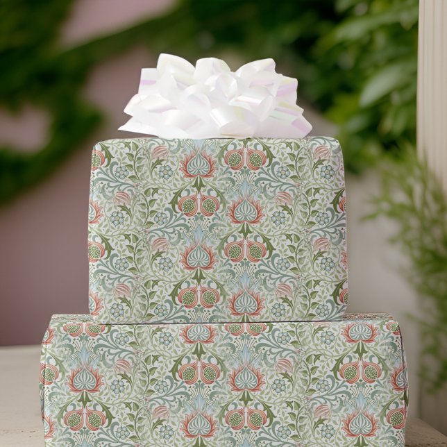 Papel De Regalo William Morris Remixed Green Red Persian Floral (Subido por el creador)