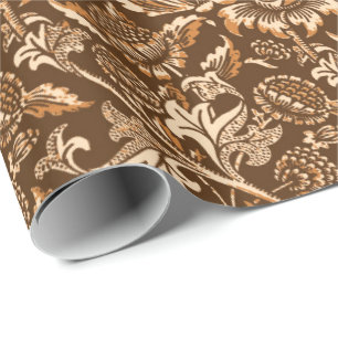 Papel De Regalo William Morris Sunflower, chocolate marrón y beig