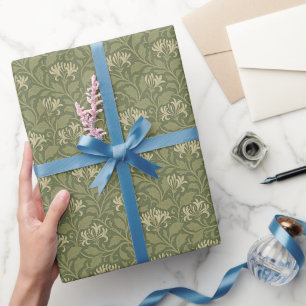 Papel De Regalo William Morris Vintage Floral Honeysuckle Green