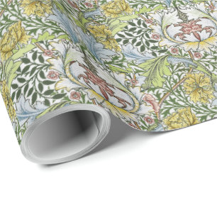 Papel De Regalo William Morris Vintage Myrtle Verde Rosa Floral