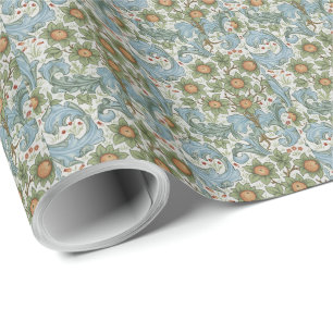 Papel De Regalo William Morris Vintage Orchard Acanthus Blue Green