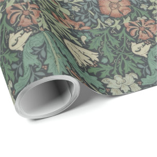 Papel De Regalo William Morris Vintage Pink Green Compton  