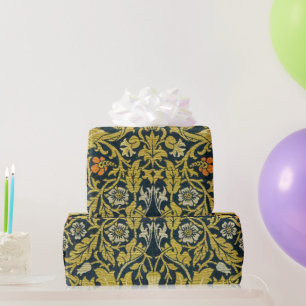 Papel De Regalo William Morris Violeta Columbina Azul Marino Flora