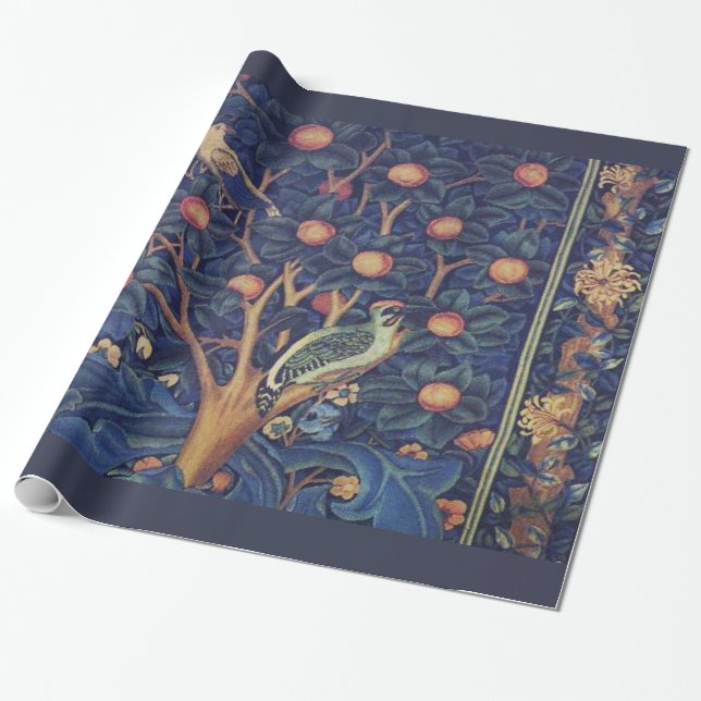 Papel De Regalo William Morris Woodpecker Tapestry Arts & Crafts (Desenrollado)