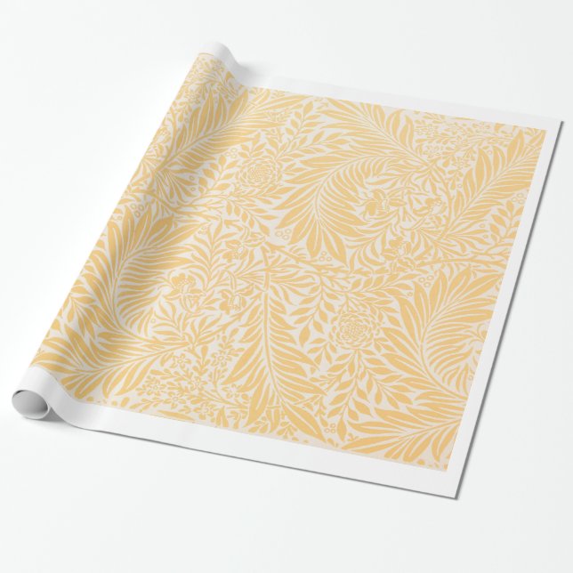Papel De Regalo William Morris YELLOW LEAF PATTERN GIFT WRAP (Desenrollado)