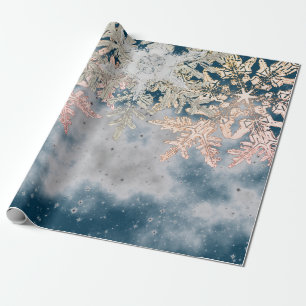 PAPEL DE REGALO WILSON BENTLEY SNOWFLAKES EN AZUL NOCTURNO CON EST