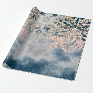 PAPEL DE REGALO WILSON BENTLEY SNOWFLAKES EN AZUL NOCTURNO CON EST