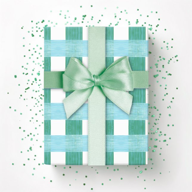 Papel De Regalo Windowpane Weave Gingham in Green and Aqua (Subido por el creador)