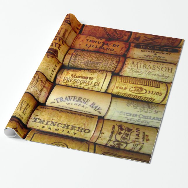Papel De Regalo Wine Corks Galore (Desenrollado)