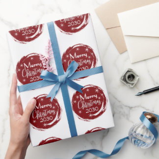 Papel De Regalo Wine Red Merry Christmas Elegant Circles