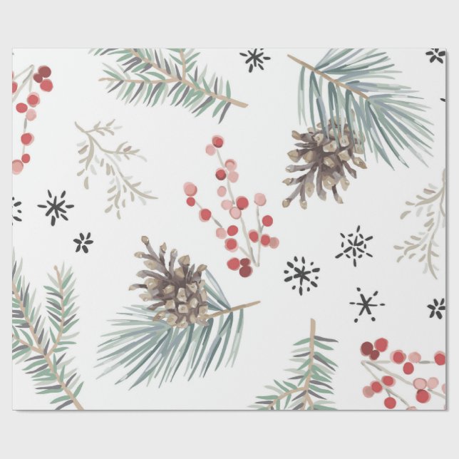 Papel De Regalo Winter Berries (Superficie plana)