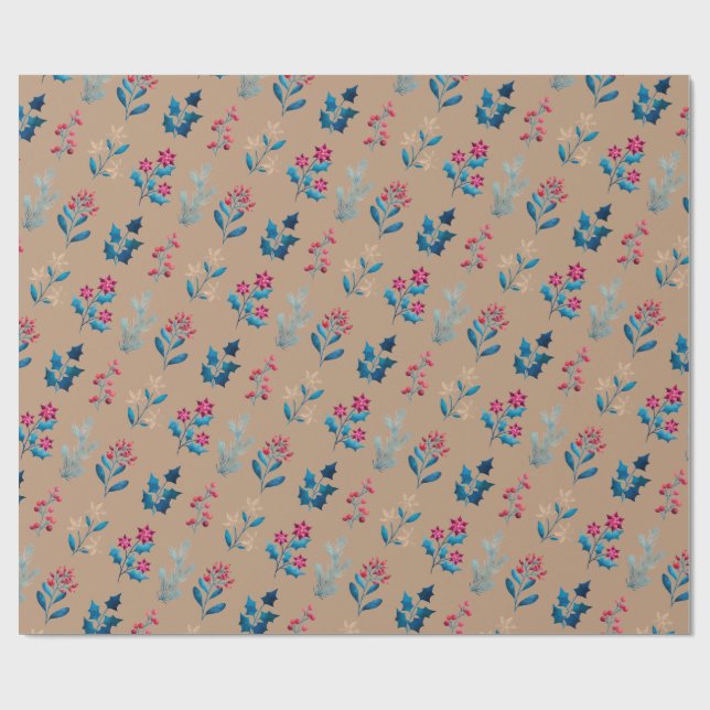 Papel De Regalo Winter berries and greenery Wrapping Paper roll (Superficie plana)