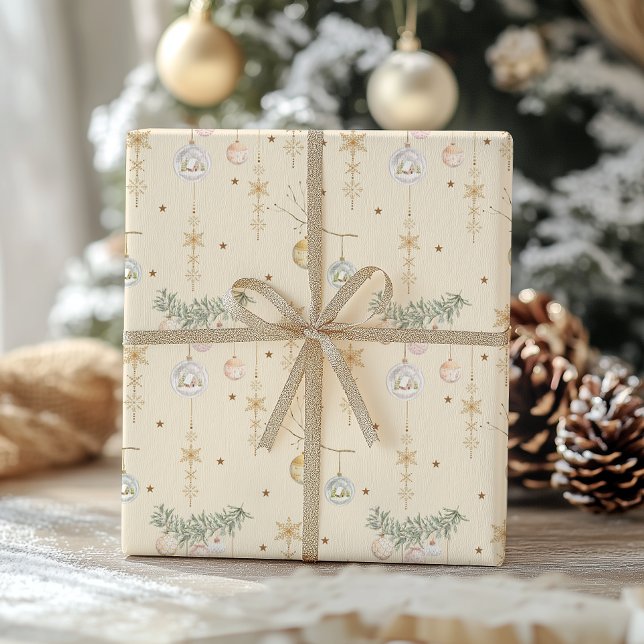 Papel De Regalo Winter Cottage & Gold Snowflake Christmas  (Subido por el creador)