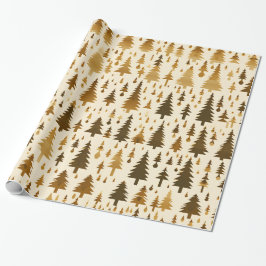 Papel De Regalo Winter Forest in Gold Wrapping Paper