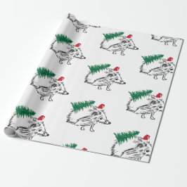 Papel De Regalo Winter Holidays Gift Wrap Hedgehog