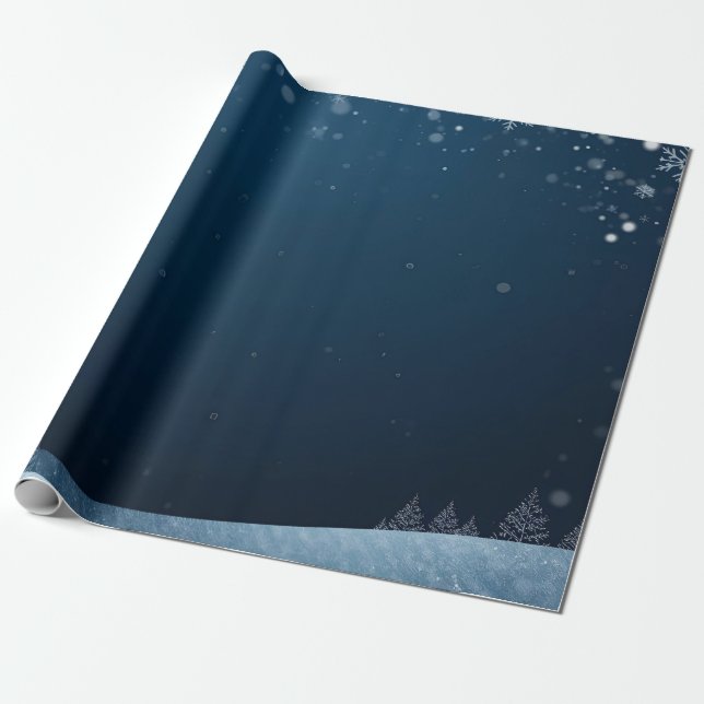 Papel De Regalo Winter Magic – Enchanted Snowy Night Design (Desenrollado)