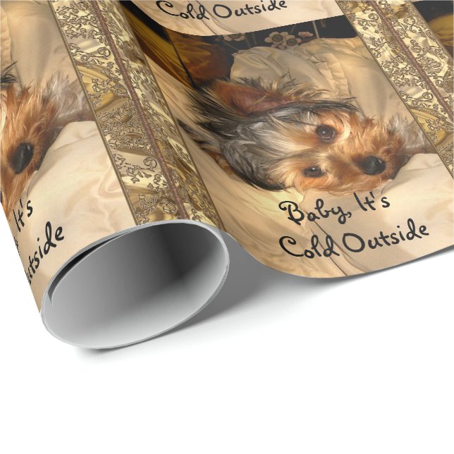 Papel De Regalo Winter Nights Yorkie Elegant (Esquina del rollo)