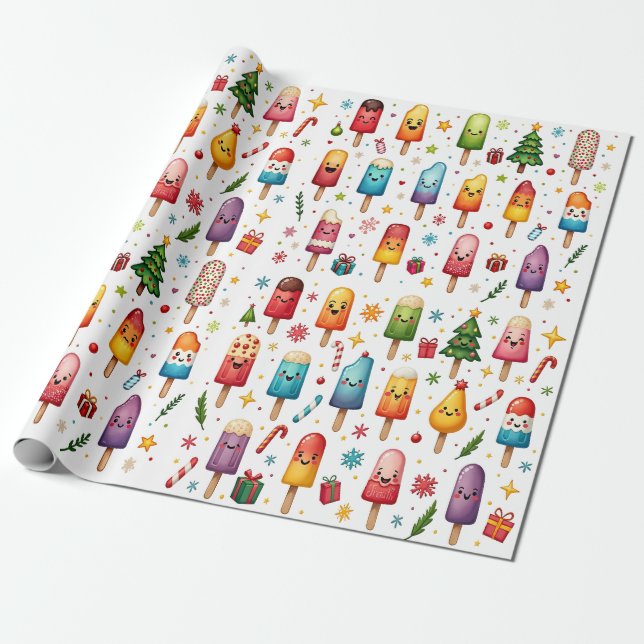 Papel De Regalo Winter Popsicle Wonderland (Desenrollado)