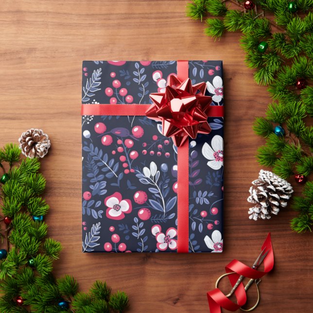 Papel De Regalo Winter Red Navidades Berry Gift Wrap (Regalo de vacaciones)