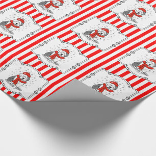 Papel De Regalo Winter (rojo) Perro inglés viejo (gris 1) lindo