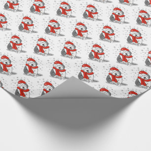 Papel De Regalo Winter (rojo) Perro inglés viejo (gris 1) lindo