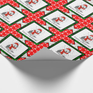 Papel De Regalo Winter (rojo) Viejo perro pastor inglés gris 1 fer