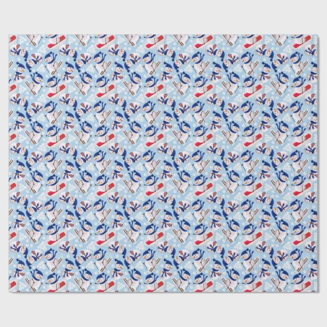 Papel De Regalo Winter Snow Skiing Snowman Gift/Christmas Wrap (Superficie plana)
