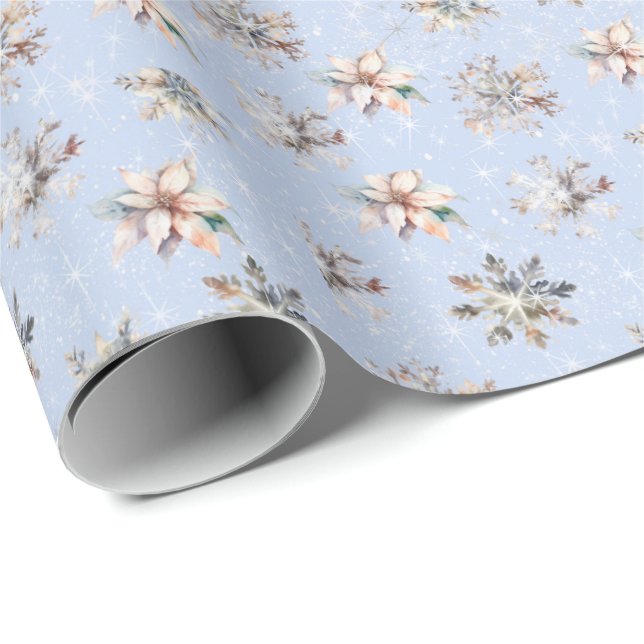 Papel De Regalo Winter Snowflakes and Sparkles Wrapping Paper (Esquina del rollo)